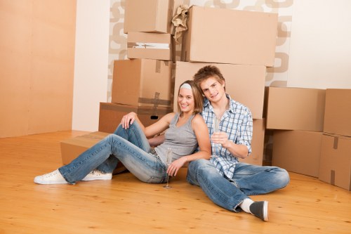 Commercial moving team preparing office relocation in Brent