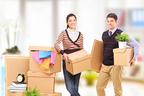 Business relocation preparation with office boxes and furniture in Brent